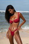 Limited Edition: Thalia Ruched Bottom - Cherry Red